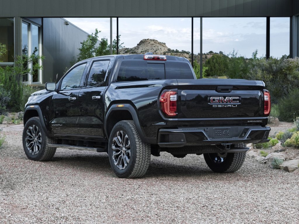Shown here is the next-generation 2023 GMC Canyon in the premium Denali trim level. The midsize truck also comes in Elevation and off-road AT4 and AT4X trims.