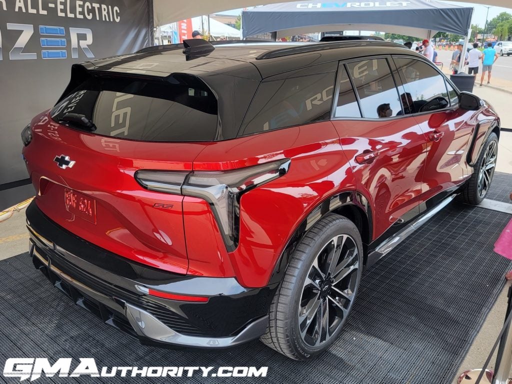 2024 Chevrolet Blazer EV SS Radiant Red Metallic GNT First Real World Photos 2022 Woodward Dream Cruise Exterior 006 Rear Three Quarters 1024x768 