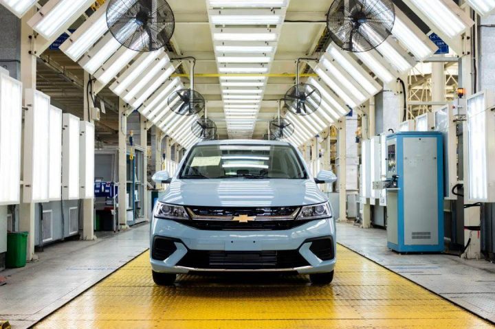 A vehicle rolls off the line at a GM China facility.