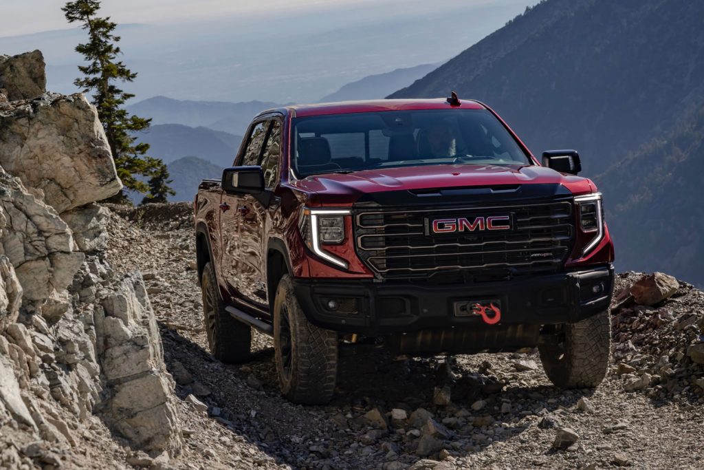 The GMC Sierra 1500 AT4X out on the trail.