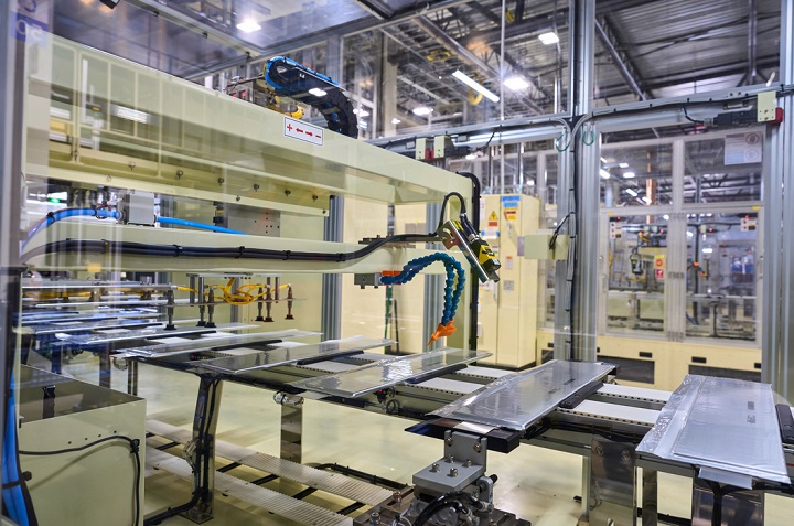 Photo of a Ultium cells plant manufacturing batteries, which Mary Barra said is key to lowering EV prices.