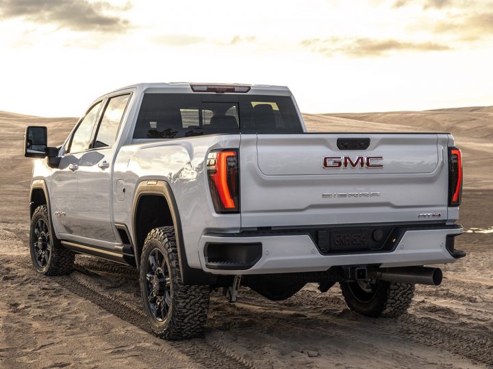 Shown here is the refreshed 2024 GMC Sierra HD in the off-road AT4 trim.