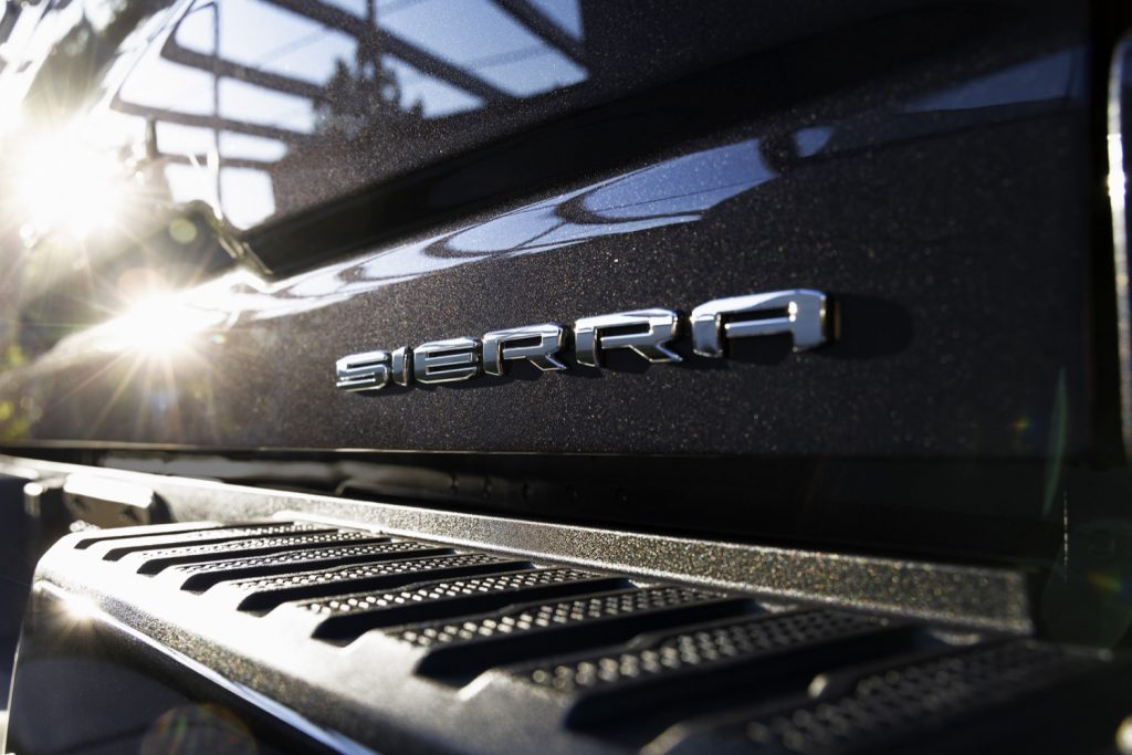 GMC Sierra HD tailgate Sierra badge.