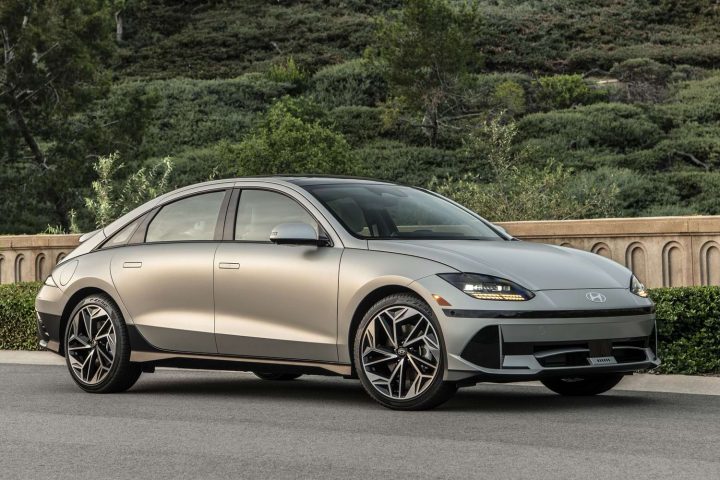 Hyundai Ioniq 6 EV front three quarter angle.