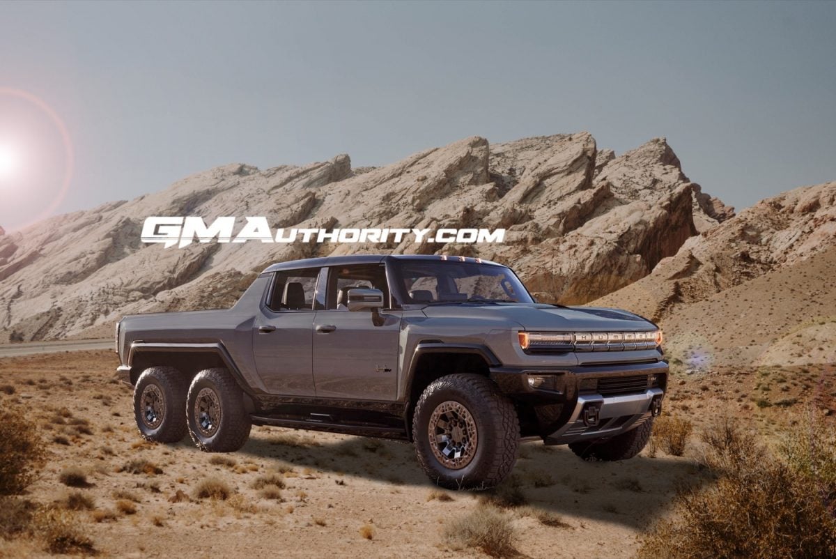 Hypothetical GMC Hummer EV Pickup 6x6 Rendered