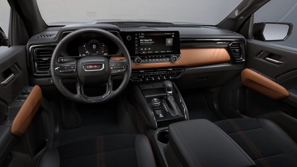 2023 GMC Canyon cockpit interior with CoreTec upholstery material.