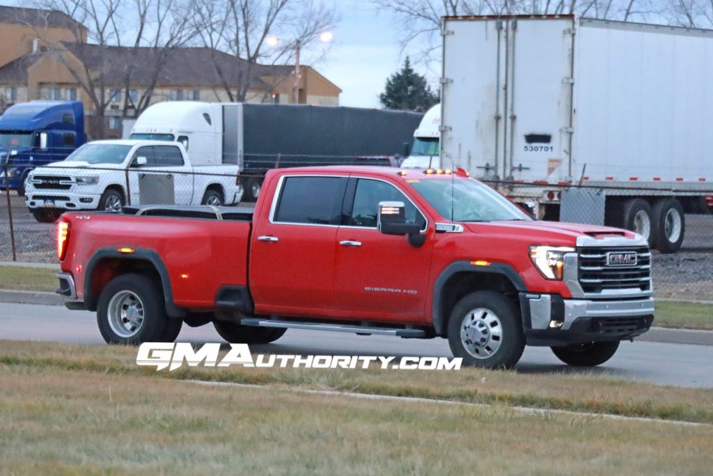 This 2024 GMC Sierra 3500 HD in Cardinal Red paint was recently spotted undergoing testing.