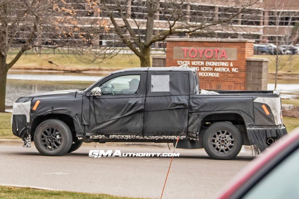 Side view of the 2024 Toyota Tacoma prototype.