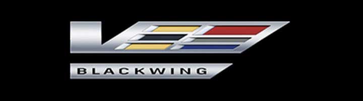 The Cadillac CT4-V Blackwing logo.
