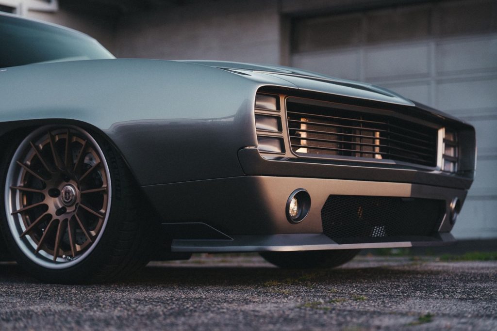 The front end of a custom 1969 Chevy Camaro with nearly 1,200 horsepower.