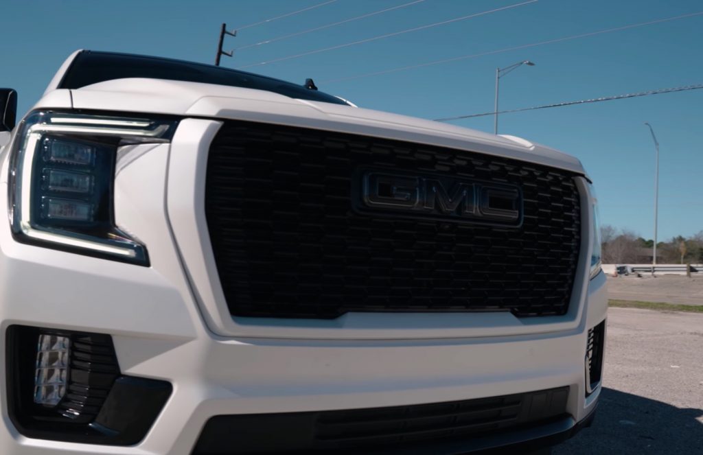 The front end of a customized 2022 GMC Yukon Denali.