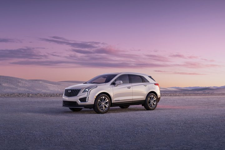 Front three-quarter view of the Cadillac XT5 built at the GM Spring Hill plant in Tennessee.