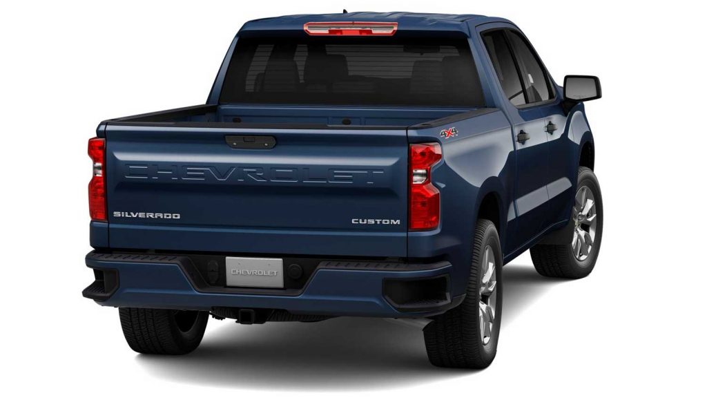 Rear view of the 2023 Chevy Silverado 1500 in Northsky Blue.