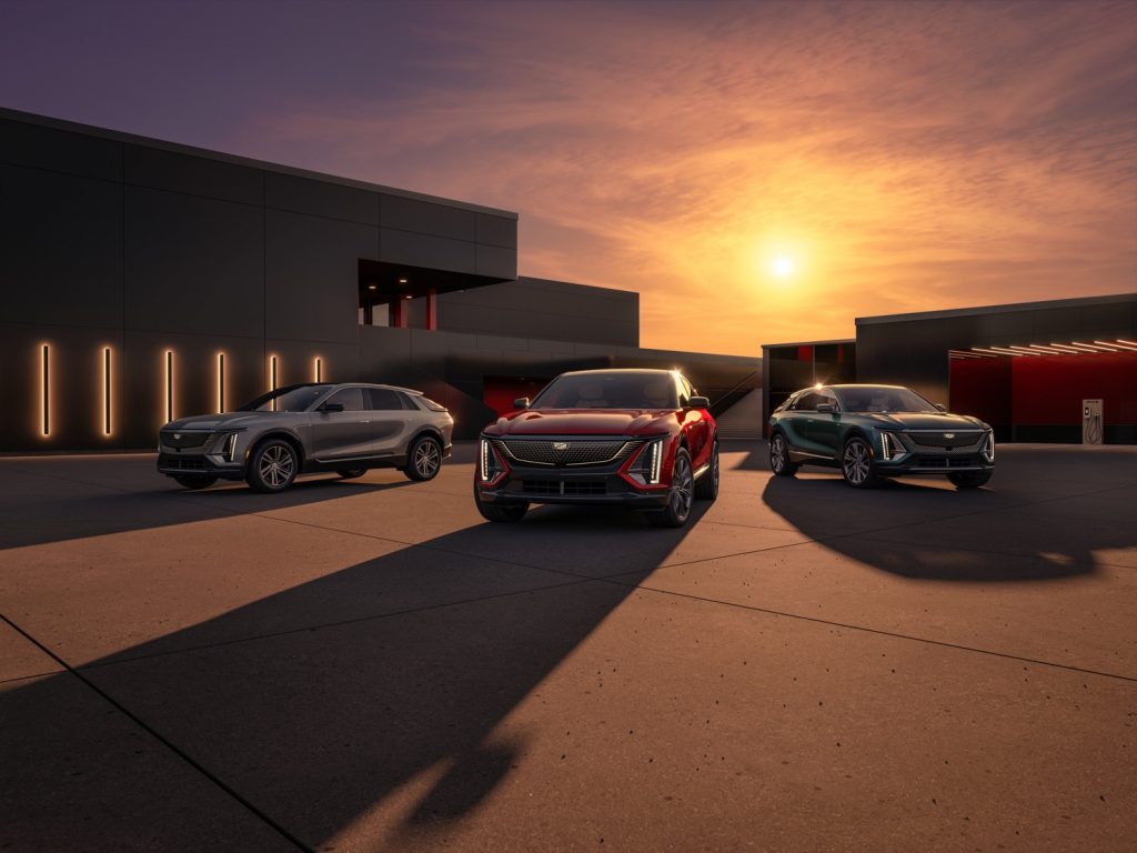 A lineup of the Cadillac Lyriq EV from GM.
