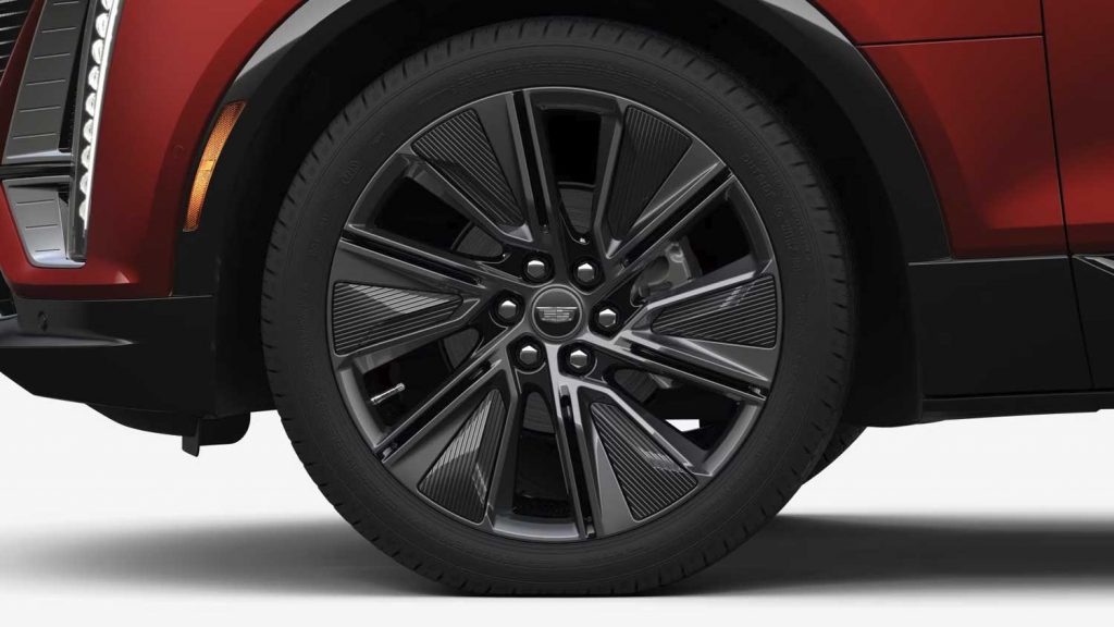 The 22-inch PHZ wheel for the Sport 3 trim of the 2024 Cadillac Lyriq.