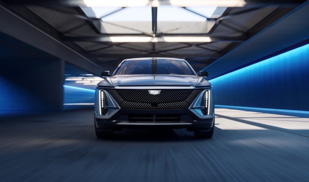 The front end of the Cadillac Lyriq EV.