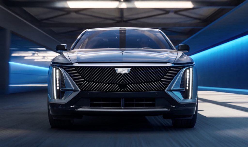 The front end of the 2024 Cadillac Lyriq crossover.