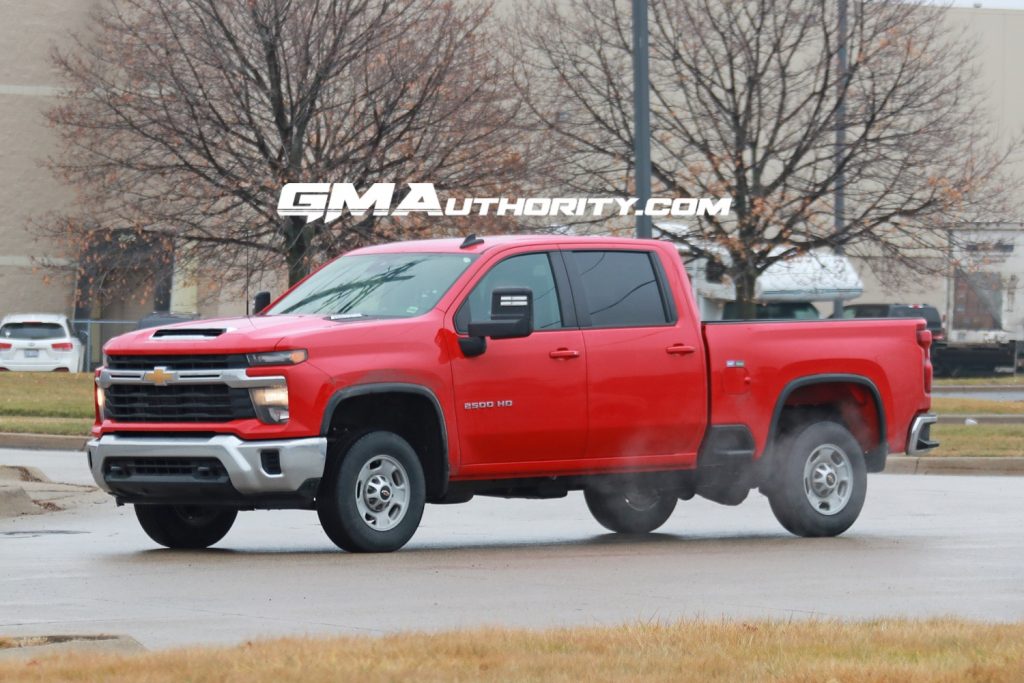The 2024 Chevy Silverado HD LT in Red Hot paint.