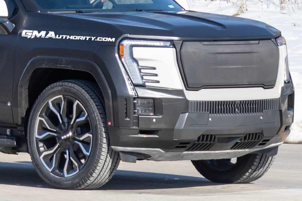 A prototype unit of the 2024 GMC Sierra EV Denali Edition 1, including mismatched body components.