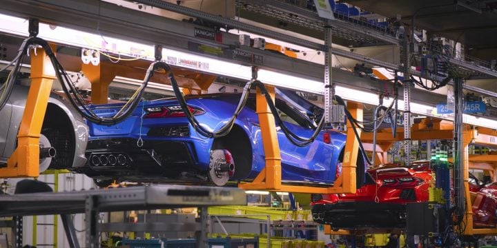 Corvette production at the Bowling Green Assembly plant.
