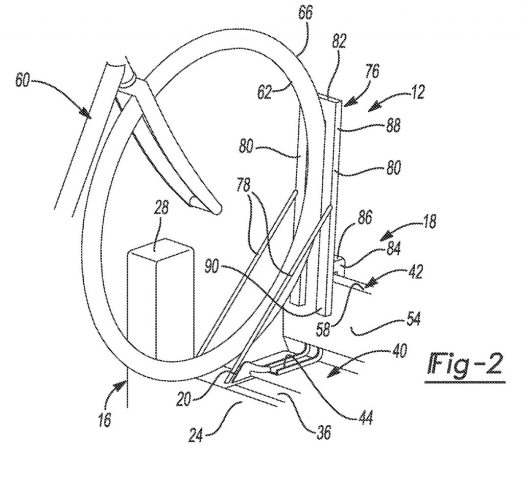 A GM patent image for a bike rack that can mount to the Chevy Multi-Flex and GMC MultiPro tailgate.