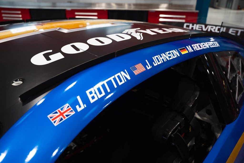 The name rail on the 2024 Chevy Camaro ZL1 at Le Mans.