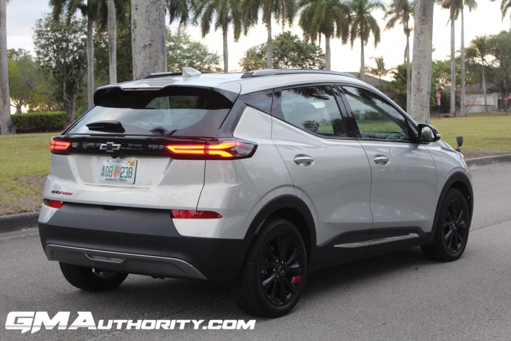 Rear three quarters view of the Chevy Bolt EUV.