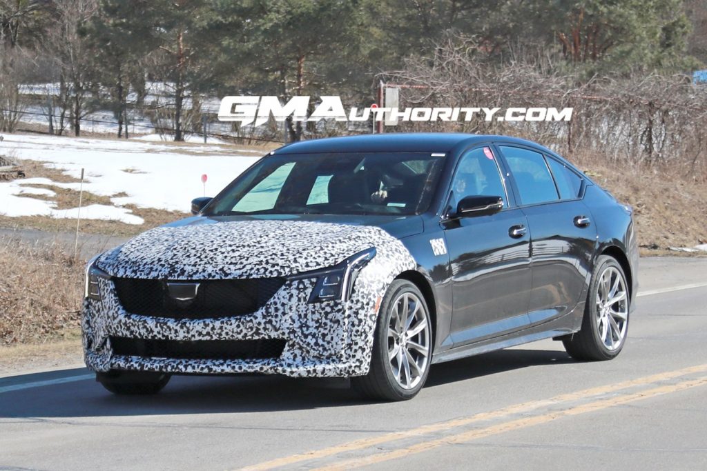 A front three quarters angle of the upcoming 2024 Cadillac CT5-V refresh.