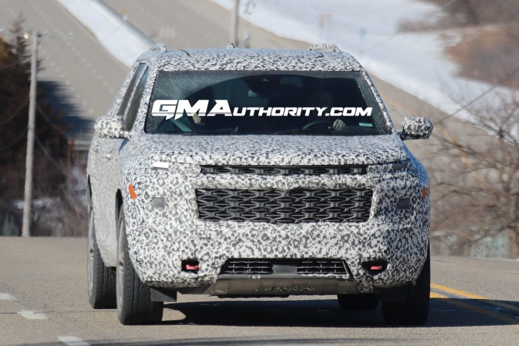 The next-gen 2024 Chevy Traverse testing as a camouflaged prototype.
