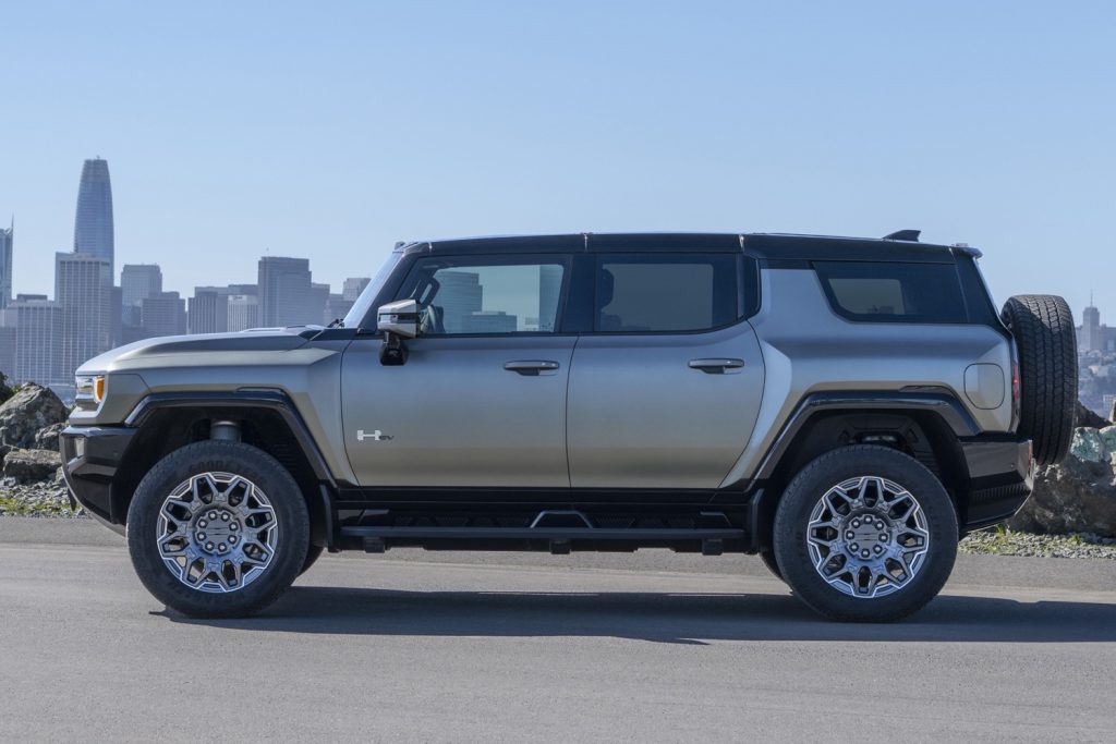 Side view of the 2024 GMC Hummer EV SUV.