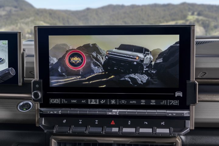 GMC Hummer EV infotainment screen with CrabWalk engaged.