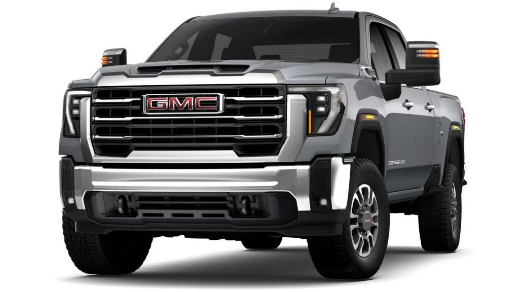 Front three quarters view of the 2024 GMC Sierra HD.