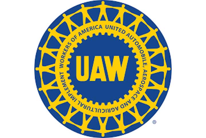 The logo of major GM auto workers' union UAW.