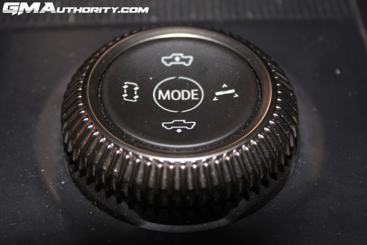 Mode selector detail in the 2025 GMC Hummer EV. 