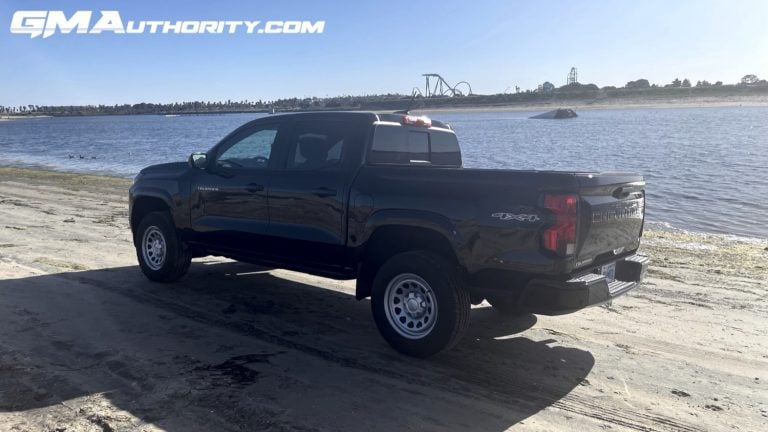 2024 Chevy Colorado Here S All That S New And Different   2023 Chevrolet Colorado WT Work Truck Black GBA First Drive Exterior 004 Side Rear Three Quarters 768x432 