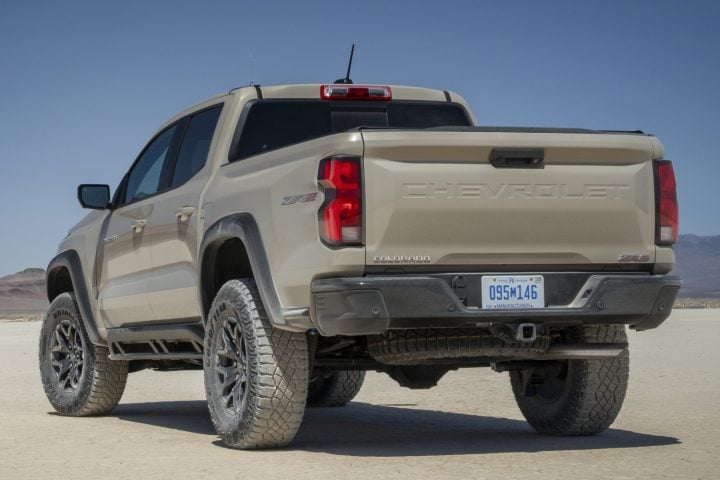 Rear three quarters view of the 2024 Chevy Colorado. 