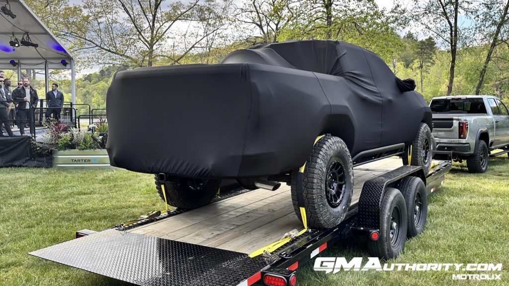Rear three quarters view of the Canyon AT4X AEV Edition.