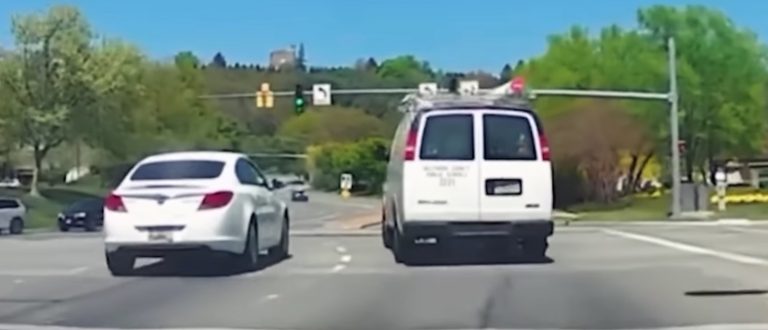 Buick Regal Fails To Turn, Hits GMC Savana: Video