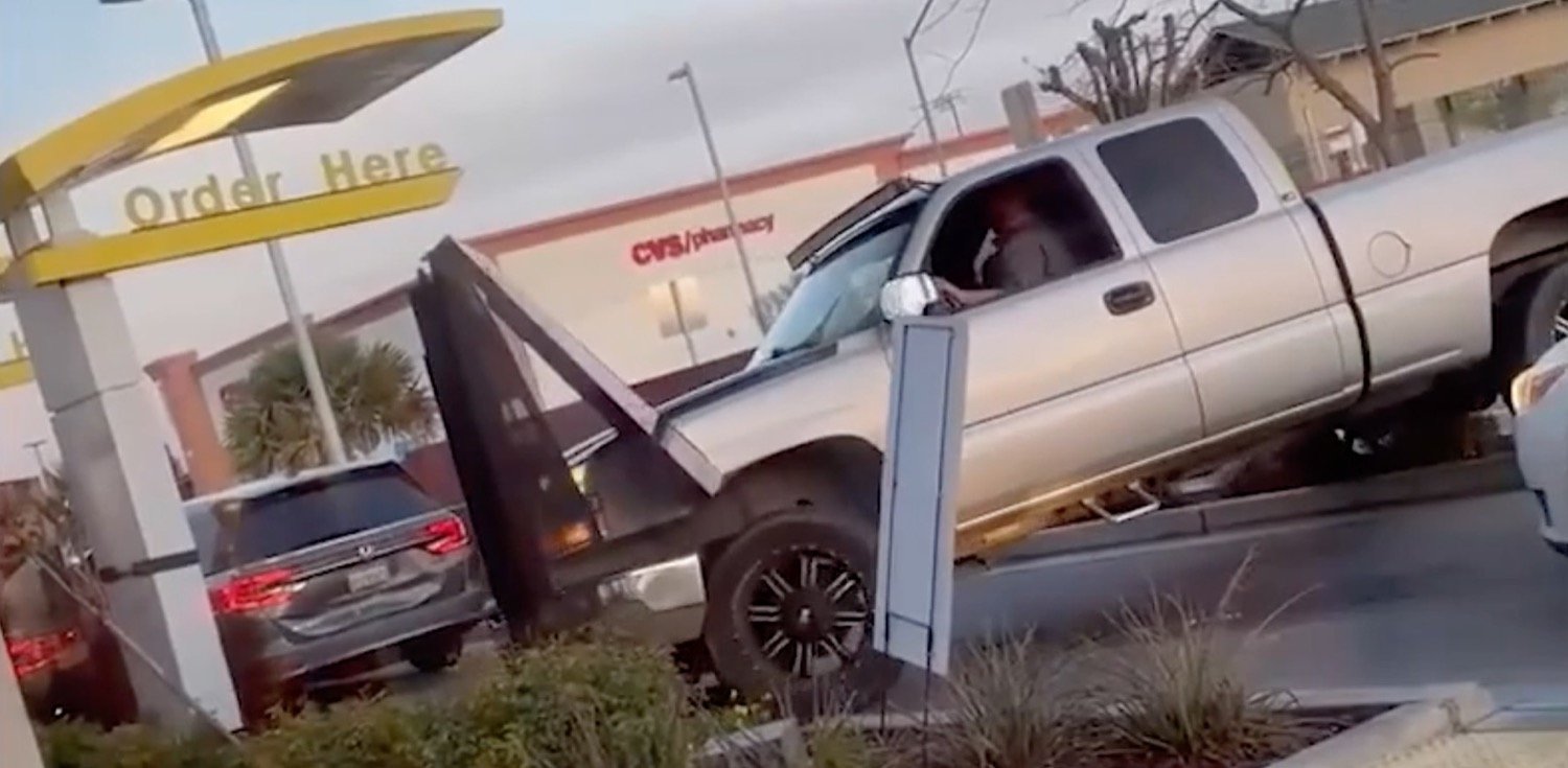 Chevy Silverado Damages Drive-Thru During Hit And Run: Video