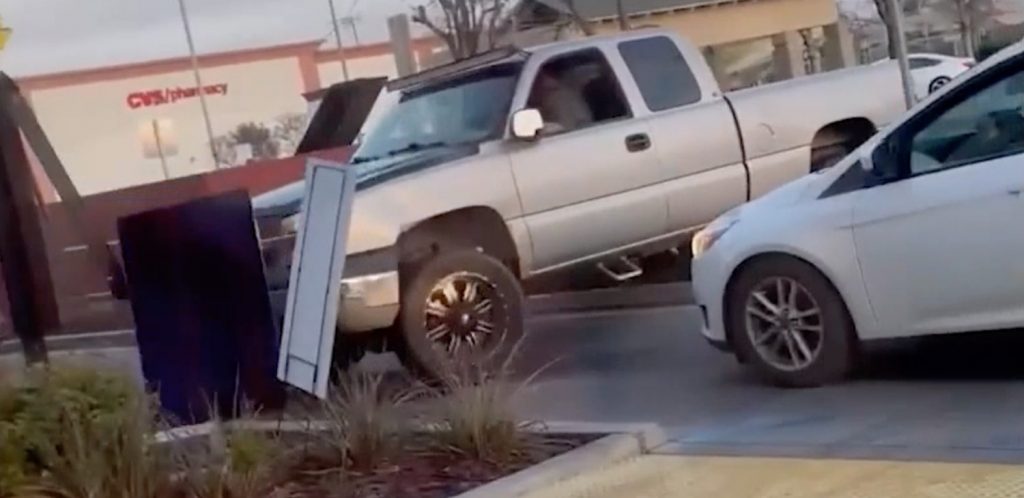 Chevy Silverado Damages Drive-Thru During Hit And Run: Video