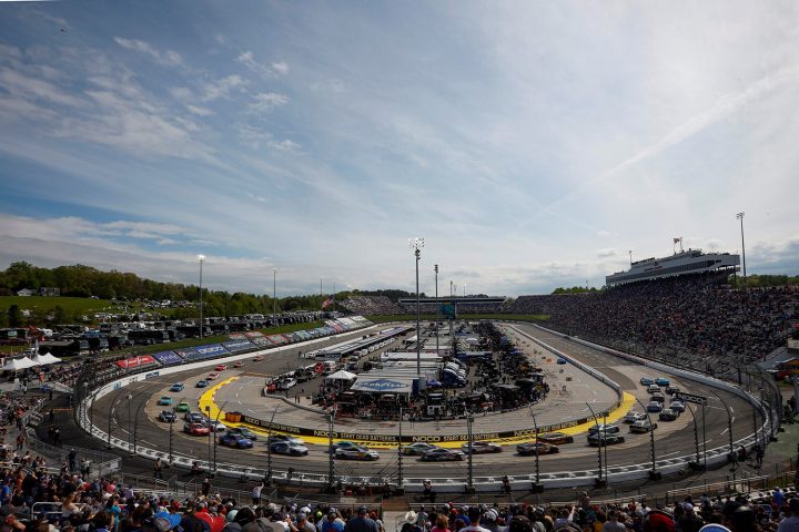 NASCAR Chevy drivers on track at Martinsville. 