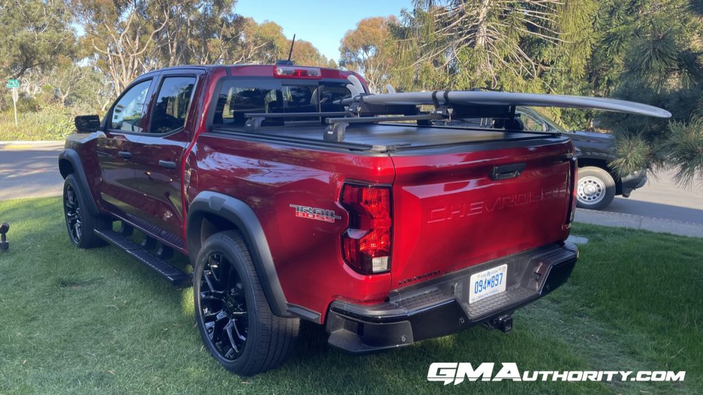 Shown here is the all-new, next-generation 2023 Chevy Colorado midsize pickup truck in the Trail Boss off-road trim.