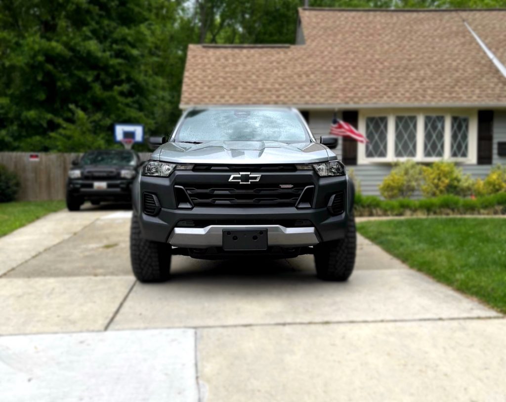 A 2023 Chevy Colorado Trail Boss with the front air dam removed.