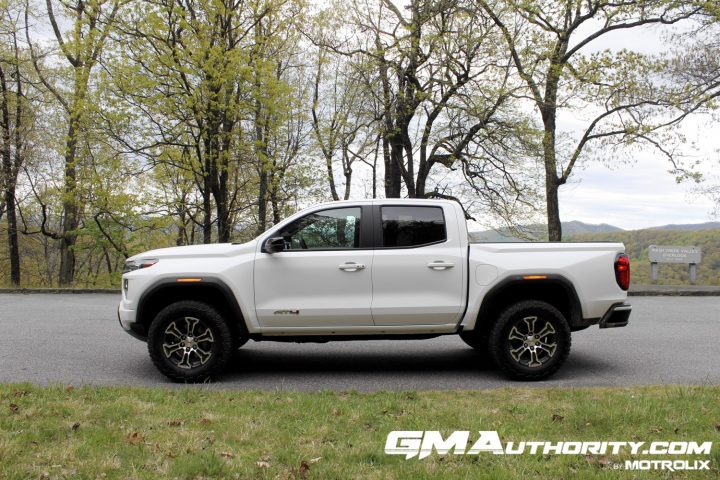 Side profile of GMC Canyon AT4. GMC Canyon deals include low-interest financing in February 2025.