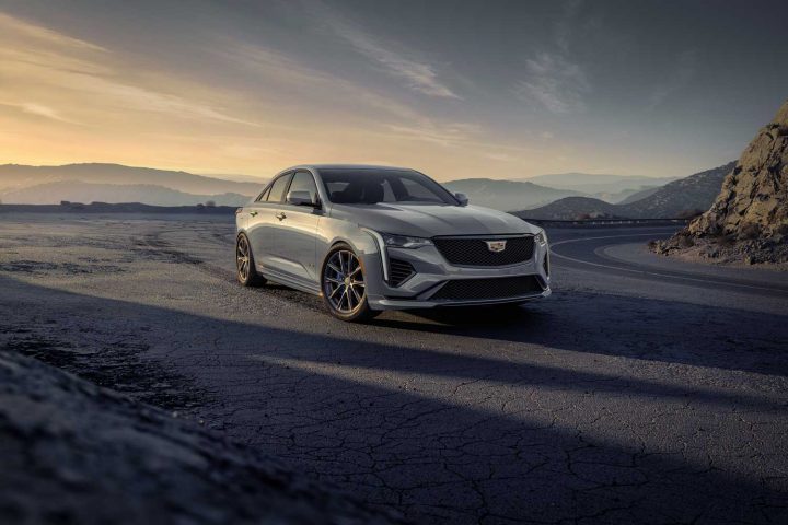 Front-three-quarter view of 2024 Cadillac CT4-V.