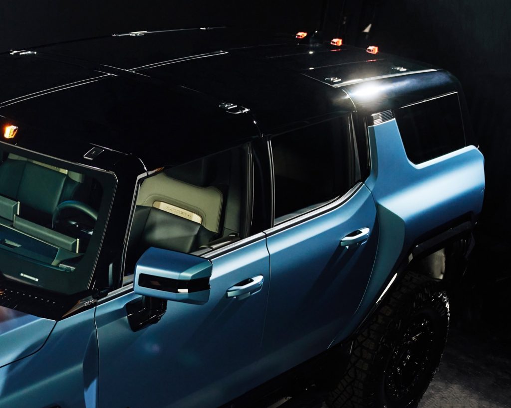Front three quarters view of the GMC Hummer EV Omega Edition