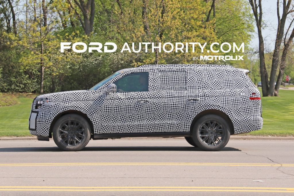 Side profile photo of 2025 Ford Expedition prototype.