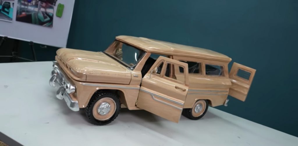 Wood model of the Chevy Suburban.
