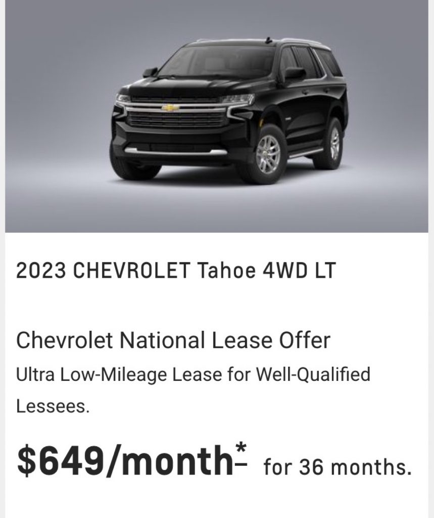 Chevy Tahoe Lease Offered Nationwide In May 2023