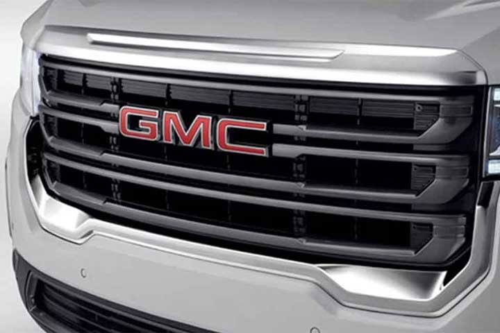 The black finish grille on the 2023 GMC Acadia.